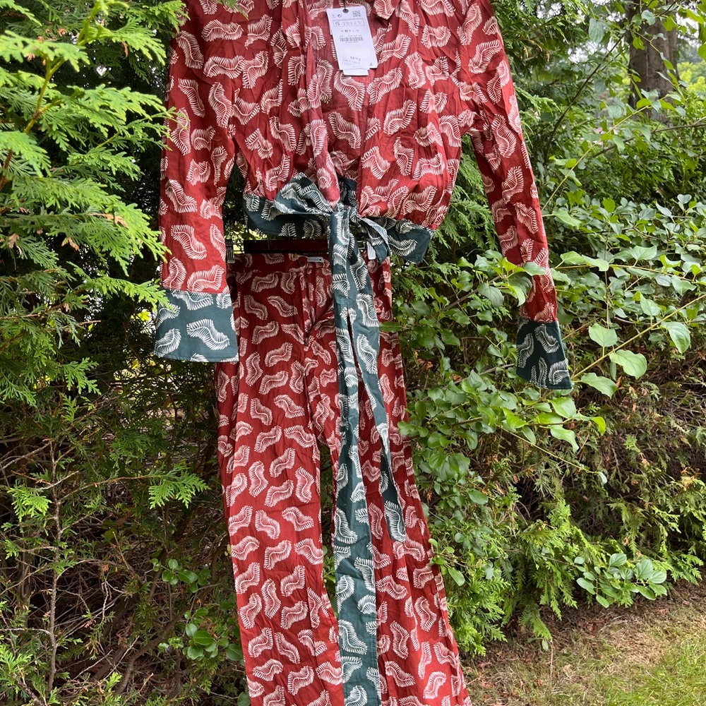 Zara Rust and White Patterned Blouse